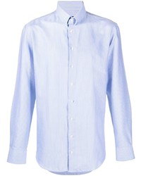 hellblaues vertikal gestreiftes Langarmhemd von Giorgio Armani
