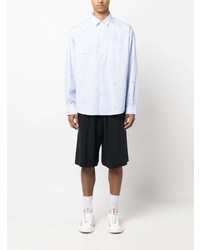 hellblaues vertikal gestreiftes Langarmhemd von Jacquemus