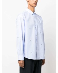 hellblaues vertikal gestreiftes Langarmhemd von Jacquemus