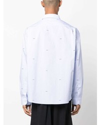 hellblaues vertikal gestreiftes Langarmhemd von Jacquemus