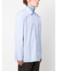 hellblaues vertikal gestreiftes Langarmhemd von Jil Sander