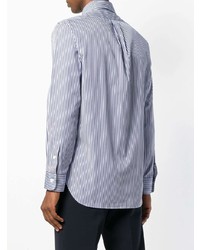 hellblaues vertikal gestreiftes Langarmhemd von Ralph Lauren