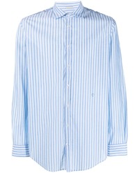 hellblaues vertikal gestreiftes Langarmhemd von Massimo Alba