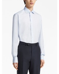 hellblaues vertikal gestreiftes Langarmhemd von Zegna