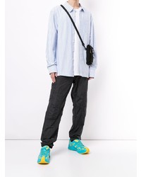 hellblaues vertikal gestreiftes Langarmhemd von Stussy