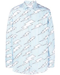 hellblaues vertikal gestreiftes Langarmhemd von Neil Barrett