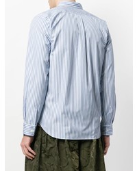 hellblaues vertikal gestreiftes Langarmhemd von Comme Des Garçons Shirt Boys