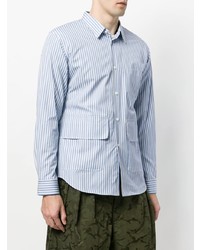 hellblaues vertikal gestreiftes Langarmhemd von Comme Des Garçons Shirt Boys