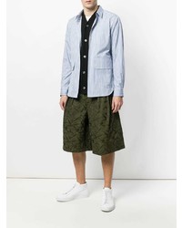 hellblaues vertikal gestreiftes Langarmhemd von Comme Des Garçons Shirt Boys