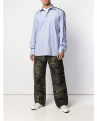 hellblaues vertikal gestreiftes Langarmhemd von Junya Watanabe MAN