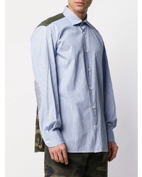 hellblaues vertikal gestreiftes Langarmhemd von Junya Watanabe MAN