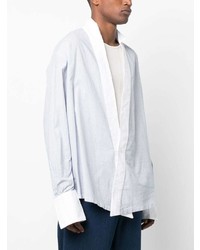 hellblaues vertikal gestreiftes Langarmhemd von Greg Lauren