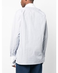 hellblaues vertikal gestreiftes Langarmhemd von Greg Lauren