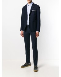 hellblaues vertikal gestreiftes Langarmhemd von Z Zegna