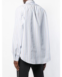 hellblaues vertikal gestreiftes Langarmhemd von Gucci