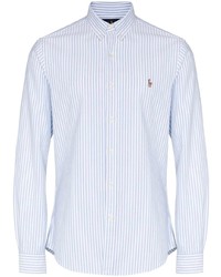 hellblaues vertikal gestreiftes Langarmhemd von Polo Ralph Lauren