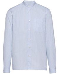 hellblaues vertikal gestreiftes Langarmhemd von Prada