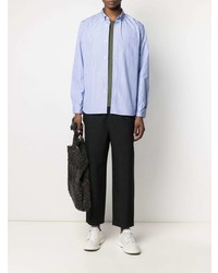 hellblaues vertikal gestreiftes Langarmhemd von Junya Watanabe MAN