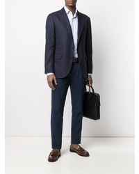 hellblaues vertikal gestreiftes Langarmhemd von Z Zegna