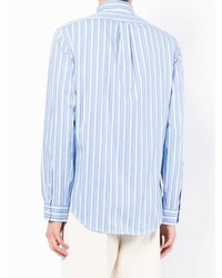 hellblaues vertikal gestreiftes Langarmhemd von Polo Ralph Lauren
