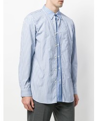 hellblaues vertikal gestreiftes Langarmhemd von Comme Des Garçons Shirt Boys