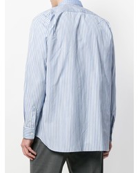 hellblaues vertikal gestreiftes Langarmhemd von Comme Des Garçons Shirt Boys