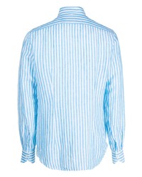 hellblaues vertikal gestreiftes Langarmhemd von Xacus