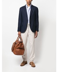 hellblaues vertikal gestreiftes Langarmhemd von Brunello Cucinelli