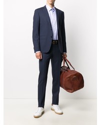 hellblaues vertikal gestreiftes Langarmhemd von Z Zegna