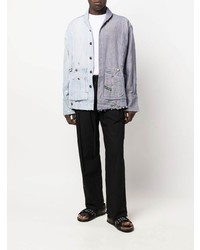 hellblaues vertikal gestreiftes Langarmhemd von Greg Lauren