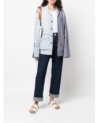 hellblaues vertikal gestreiftes Langarmhemd von Greg Lauren