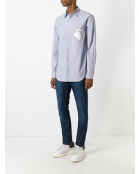 hellblaues vertikal gestreiftes Langarmhemd von 3.1 Phillip Lim