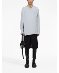 hellblaues vertikal gestreiftes Langarmhemd von Jil Sander