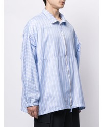 hellblaues vertikal gestreiftes Langarmhemd von Emporio Armani