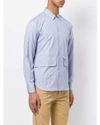 hellblaues vertikal gestreiftes Langarmhemd von Comme Des Garçons Shirt Boys