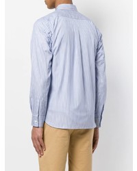 hellblaues vertikal gestreiftes Langarmhemd von Comme Des Garçons Shirt Boys