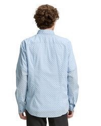 hellblaues vertikal gestreiftes Langarmhemd von Tom Tailor Denim