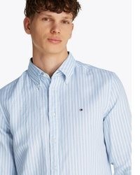 hellblaues vertikal gestreiftes Langarmhemd von Tommy Hilfiger