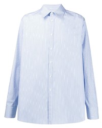 hellblaues vertikal gestreiftes Langarmhemd von Valentino