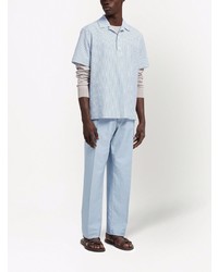 hellblaues vertikal gestreiftes Polohemd von Zegna