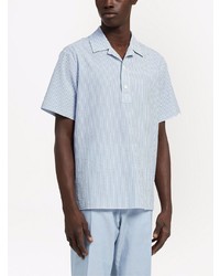 hellblaues vertikal gestreiftes Polohemd von Zegna