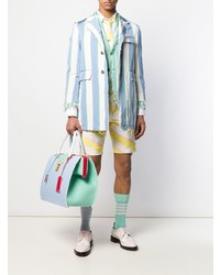 hellblaues vertikal gestreiftes Sakko von Thom Browne