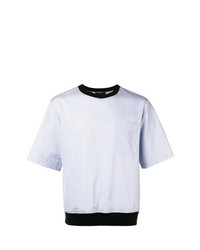 hellblaues vertikal gestreiftes T-Shirt mit einem Rundhalsausschnitt von 3.1 Phillip Lim