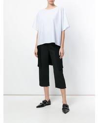 hellblaues vertikal gestreiftes T-Shirt mit einem Rundhalsausschnitt von MM6 MAISON MARGIELA