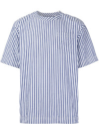 hellblaues vertikal gestreiftes T-shirt von Sacai