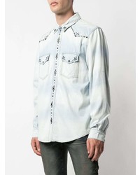 hellblaues verziertes Jeanshemd von Amiri