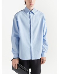 hellblaues verziertes Langarmhemd von Prada