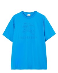 hellblaues verziertes T-Shirt mit einem Rundhalsausschnitt von Burberry