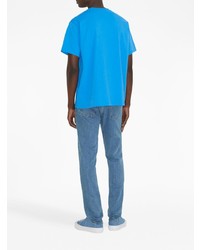 hellblaues verziertes T-Shirt mit einem Rundhalsausschnitt von Burberry
