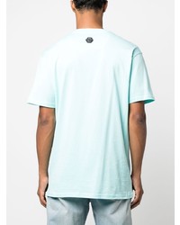 hellblaues verziertes T-Shirt mit einem Rundhalsausschnitt von Philipp Plein